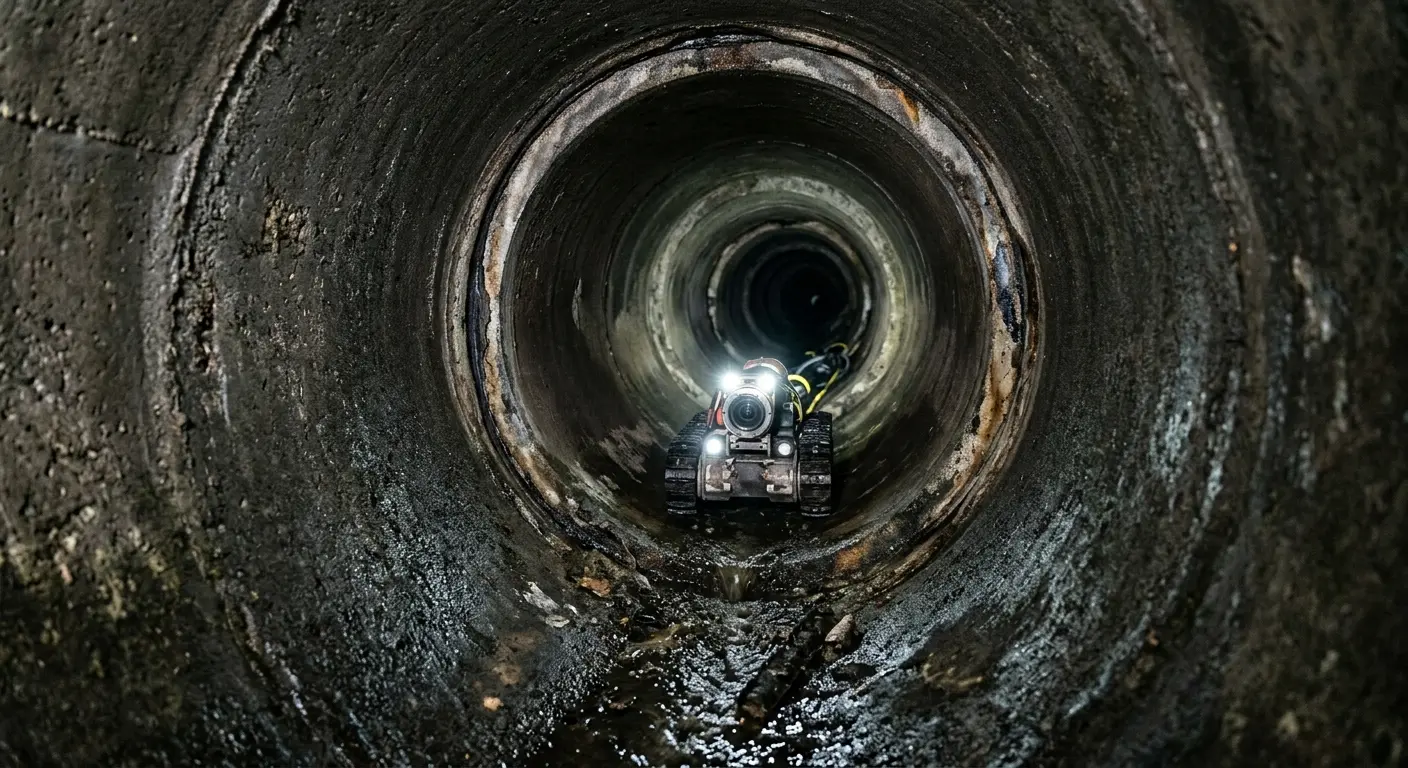 Robotic sewer camera inspecting pipe interior for Drain Snake Service in Cherry Creek